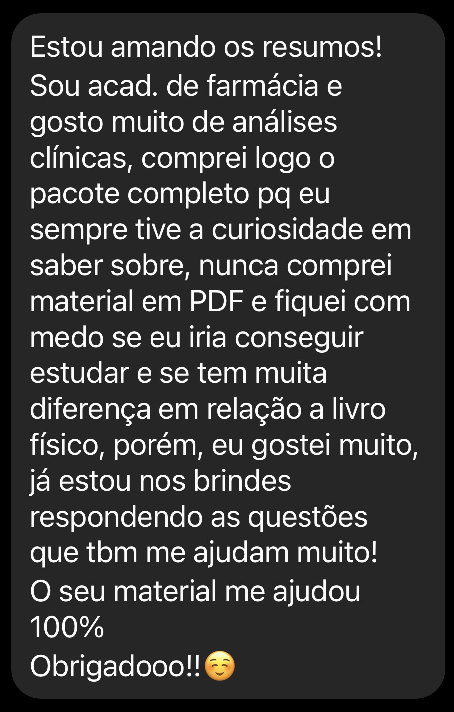 Depoimento de aluno