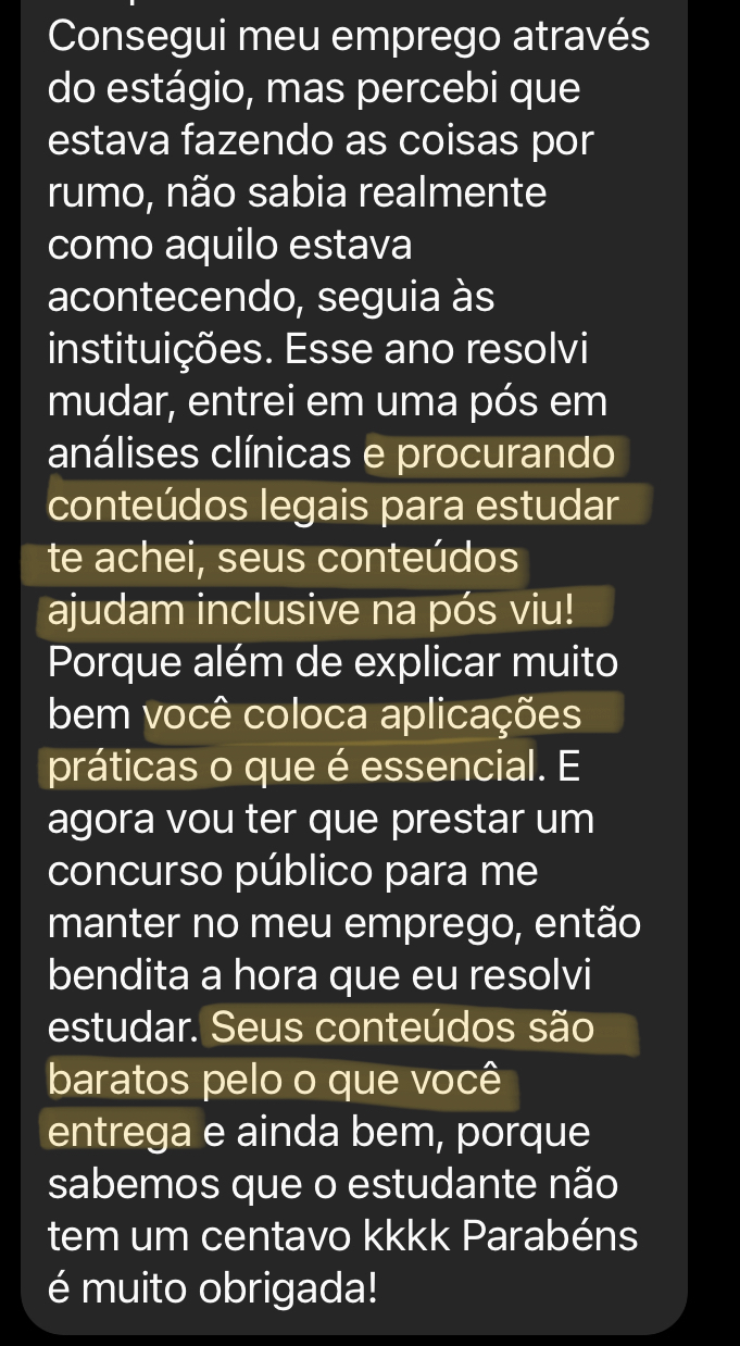 Depoimento de aluno
