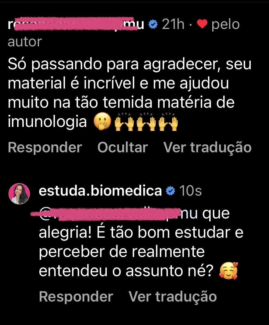Depoimento de aluno
