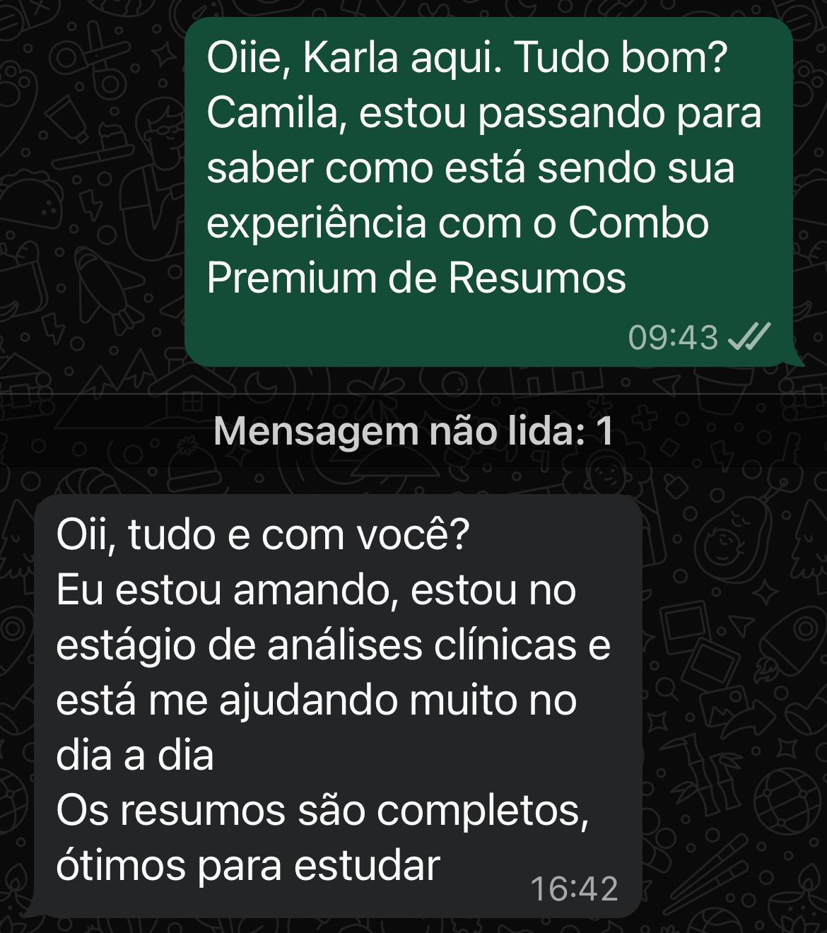 Depoimento de aluno