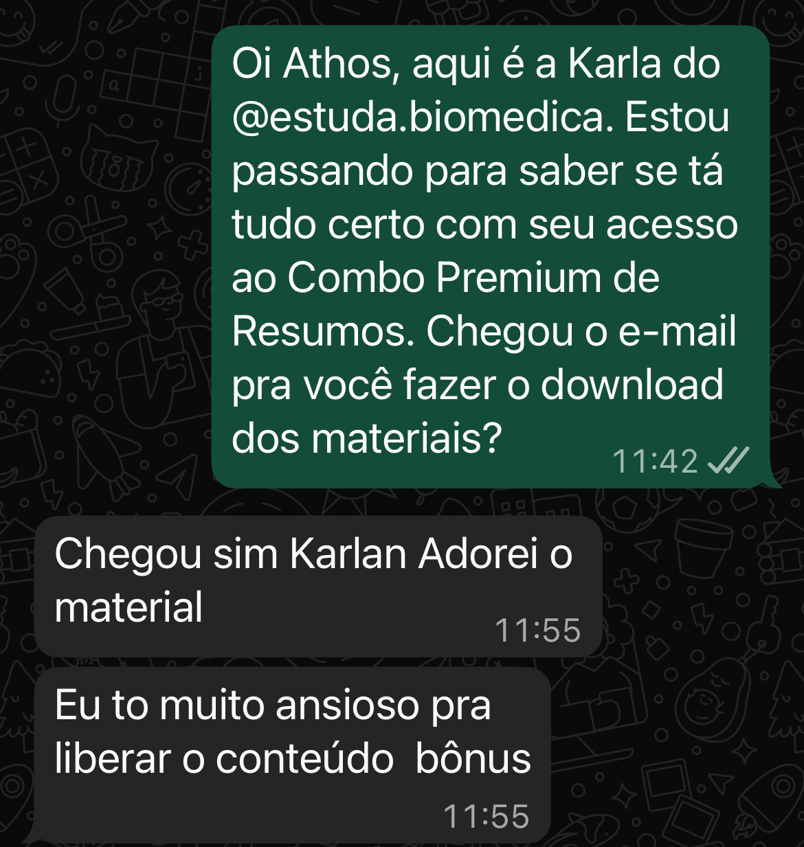 Depoimento de aluno